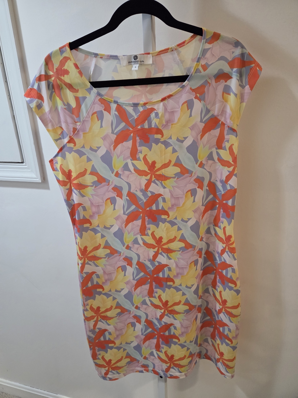 Tommy Bahama White Floral Scoop-Neck Tunic with Orange Accents